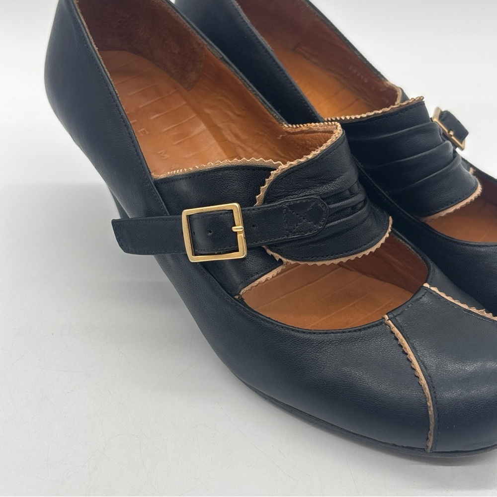 Chie Mihara Retro Black Buckle Leather Pumps Heels Women’s EU 39 US 9 - Picture 12 of 16